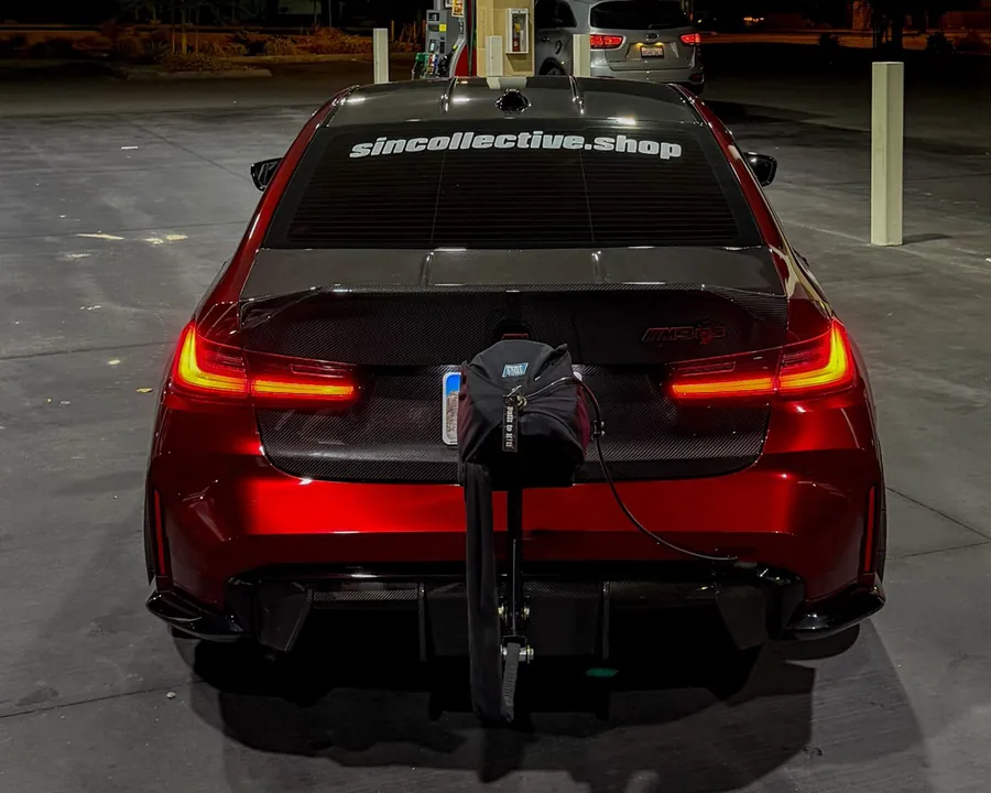 PSI Garage shop car from the rear with carbon trunk and roof